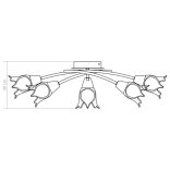 átlátszó üveg lámpaernyős mennyezeti lámpa 5 db E14-es izzóhoz