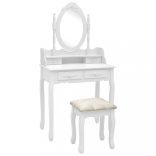 fehér császárfa fésülködőasztal-szett ülőkével 75 x 69 x 140 cm