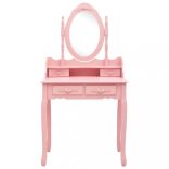rózsaszín császárfa fésülködőasztal-szett ülőkével 75x69x140 cm
