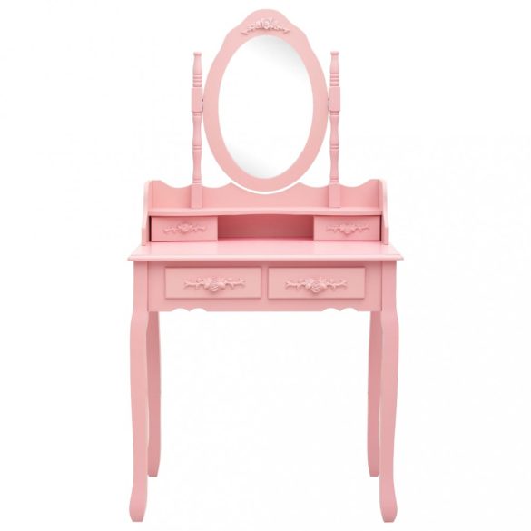 rózsaszín császárfa fésülködőasztal-szett ülőkével 75x69x140 cm