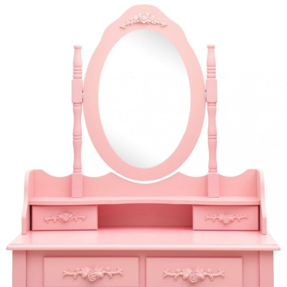 rózsaszín császárfa fésülködőasztal-szett ülőkével 75x69x140 cm