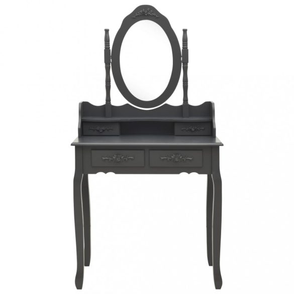 szürke császárfa fésülködőasztal-szett ülőkével 75x69x140 cm