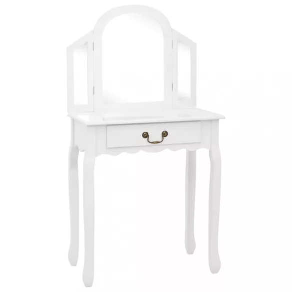 fehér császárfa MDF fésülködőasztal ülőkével 65x36x128 cm