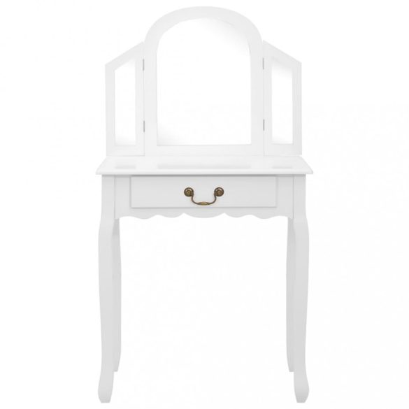 fehér császárfa MDF fésülködőasztal ülőkével 65x36x128 cm