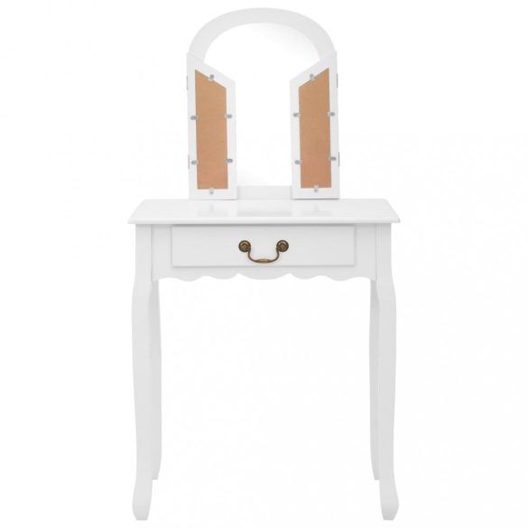 fehér császárfa MDF fésülködőasztal ülőkével 65x36x128 cm