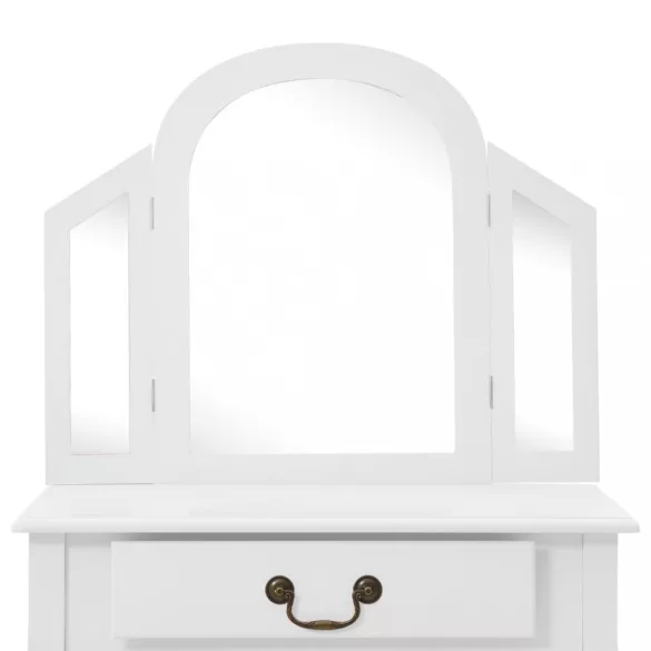 fehér császárfa MDF fésülködőasztal ülőkével 65x36x128 cm