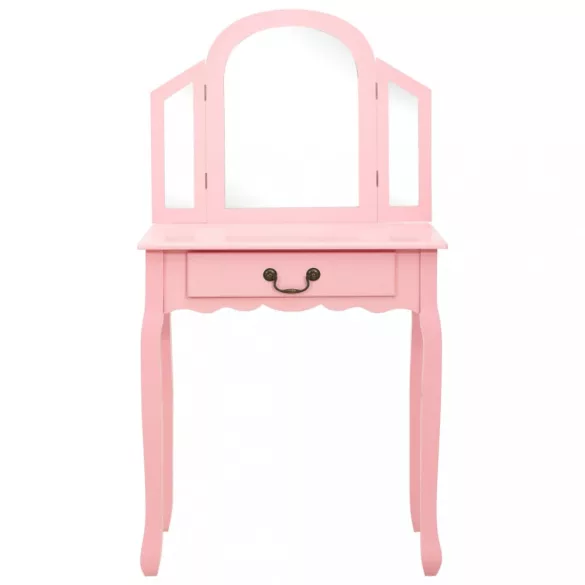 rózsaszín császárfa MDF fésülködőasztal ülőkével 65x36x128 cm