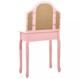 rózsaszín császárfa MDF fésülködőasztal ülőkével 65x36x128 cm