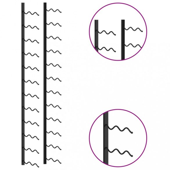 fekete vas falra szerelhető bortartó állvány 24 palacknak