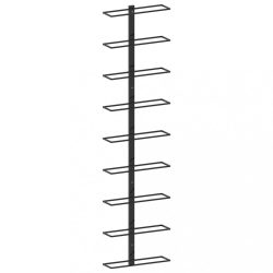 fekete vas falra szerelhető bortartó állvány 9 palacknak