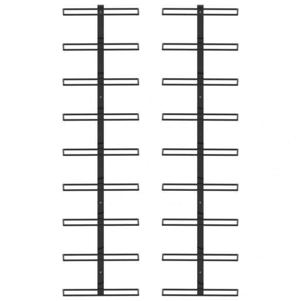 2 db fekete vas falra szerelhető bortartó állvány 18 palacknak