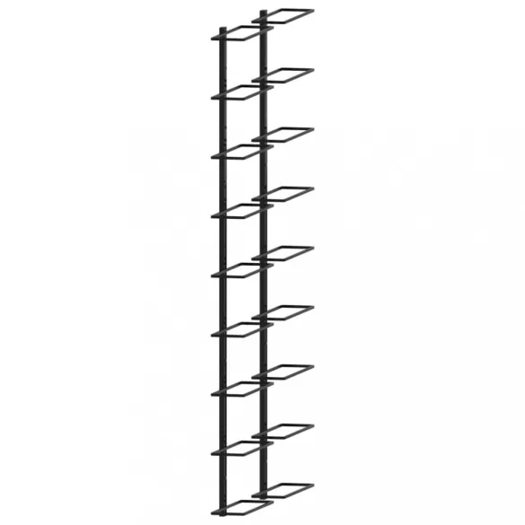 2 db fekete vas falra szerelhető bortartó állvány 18 palacknak