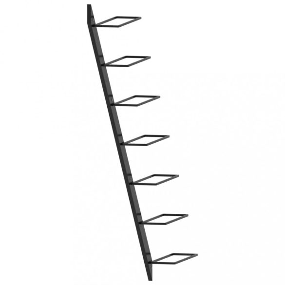 fekete fém falra szerelhető bortartó állvány 7 palacknak