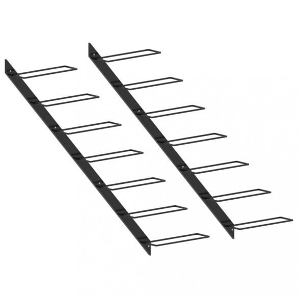 2 db fekete fém falra szerelhető bortartó állvány 14 palacknak