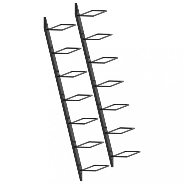 2 db fekete fém falra szerelhető bortartó állvány 14 palacknak