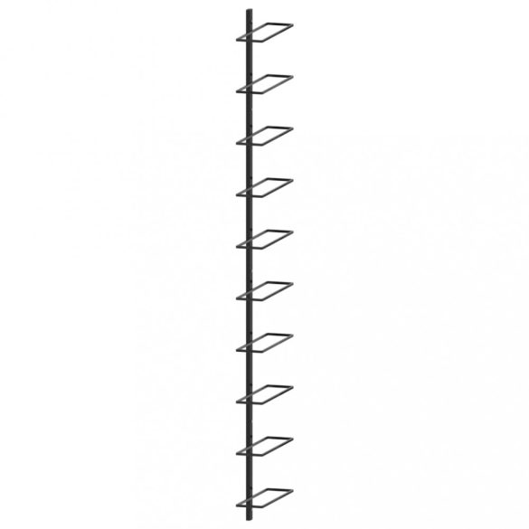 fekete fém falra szerelhető bortartó állvány 10 palacknak