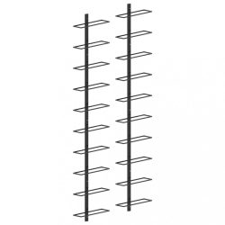   2 db fekete fém falra szerelhető bortartó állvány 20 palacknak