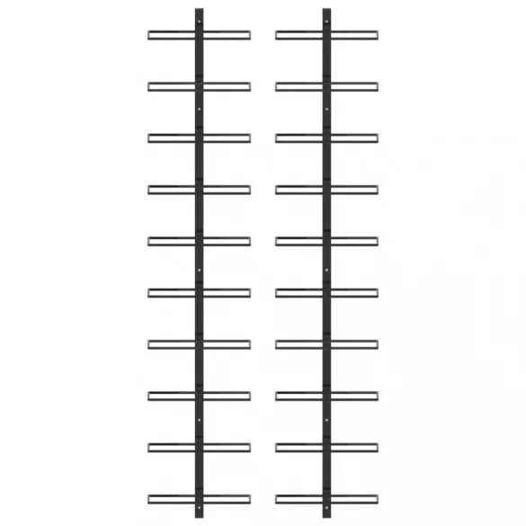 2 db fekete fém falra szerelhető bortartó állvány 20 palacknak