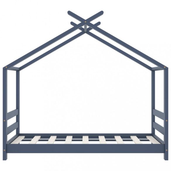szürke tömör fenyőfa gyerekágy-keret 70 x 140 cm