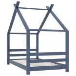 szürke tömör fenyőfa gyerekágy-keret 80 x 160 cm