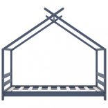 szürke tömör fenyőfa gyerekágy-keret 80 x 160 cm