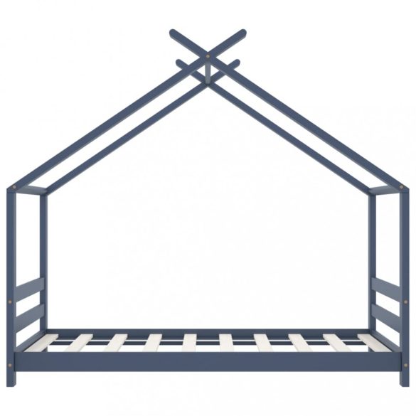 szürke tömör fenyőfa gyerekágy-keret 80 x 160 cm