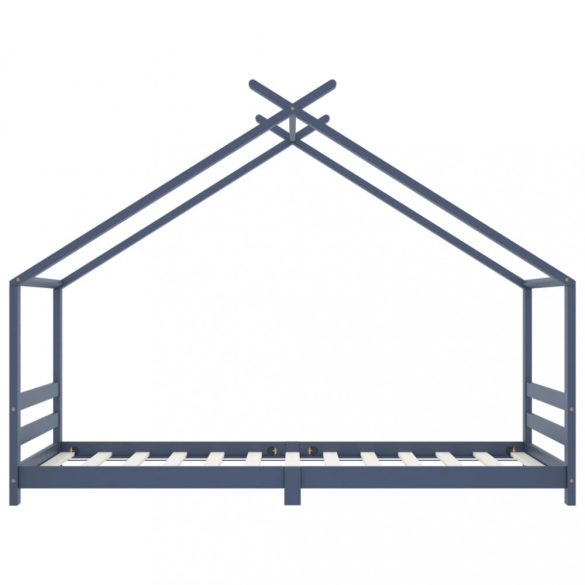 szürke tömör fenyőfa gyerekágy-keret 90 x 200 cm