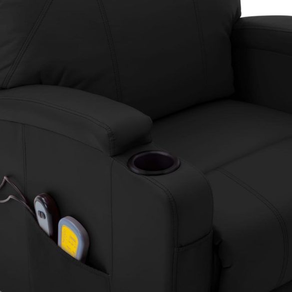 fekete műbőr felállást segítő masszázsfotel