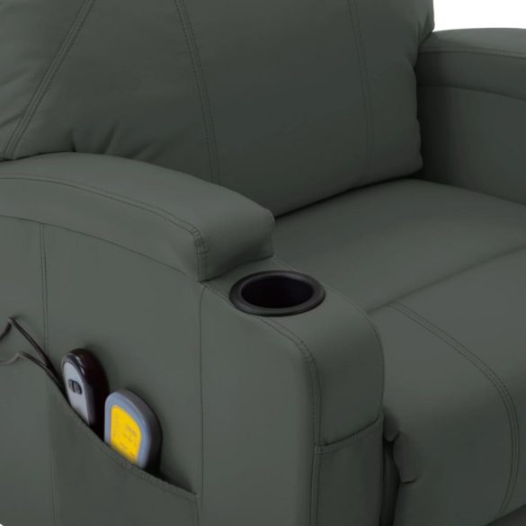 antracitszürke műbőr felállást segítő masszázsfotel