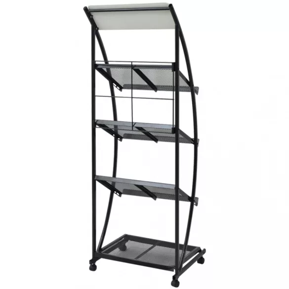 Fekete és fehér űjságtartó állvány 47x40x134 cm