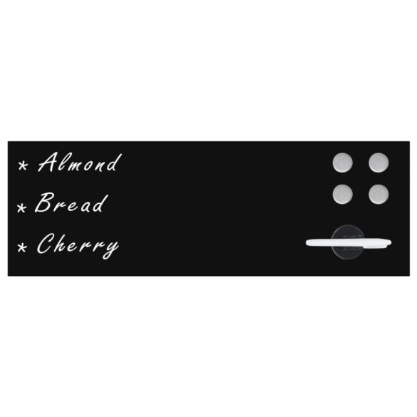 fekete, falra szerelhető mágneses üvegtábla 60 x 20 cm