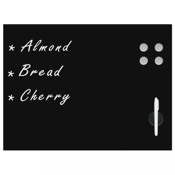 fekete, falra szerelhető mágneses üvegtábla 80 x 60 cm