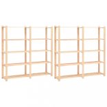 2 db 5-szintes tömör fenyő tárolópolc 500 kg 170 x 38 x 170 cm