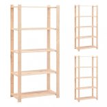 3 db 5-szintes tömör fenyőfa tárolópolc 250 kg 80 x 38 x 170 cm