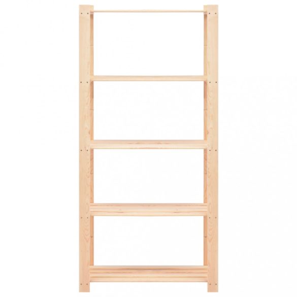 5 db 5-szintes tömör fenyőfa tárolópolc 250 kg 80 x 38 x 170 cm