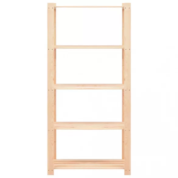 10 db 5-szintes tömör fenyő tárolópolc 250 kg 80 x 38 x 170 cm