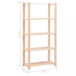 10 db 5-szintes tömör fenyő tárolópolc 250 kg 80 x 38 x 170 cm