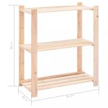 3 db 3-szintes tömör fenyőfa tárolópolc 150 kg 80 x 38 x 90 cm