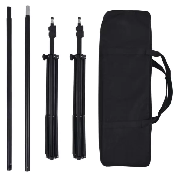 fotóstúdió-felszerelés hátterekkel és lámpaszettel