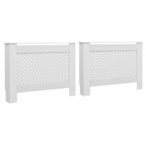 2 db fehér MDF radiátorburkolat 112 x 19 x 81,5 cm