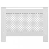 2 db fehér MDF radiátorburkolat 112 x 19 x 81,5 cm