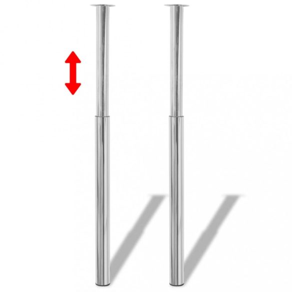 4 db krómszínű teleszkópos asztalláb 710 mm - 1100 mm