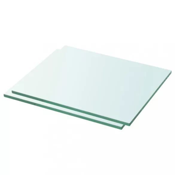 2 db átlátszó üveg paneles polc 30 x 20 cm