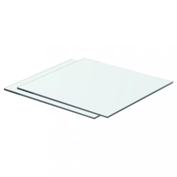 2 db átlátszó üveg paneles polc 40 x 30 cm