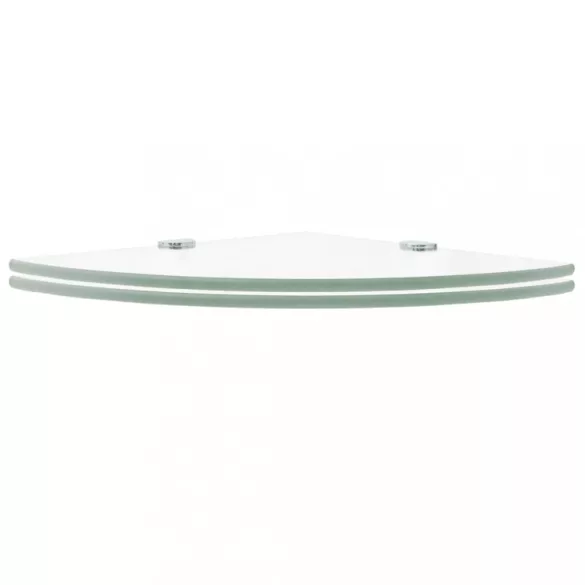 2 db átlátszó üveg sarokpolc krómtartóval 25 x 25 cm