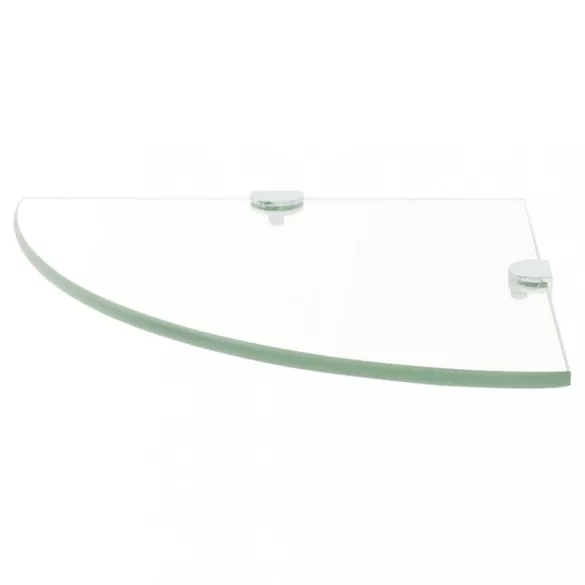 2 db átlátszó üveg sarokpolc krómtartóval 25 x 25 cm