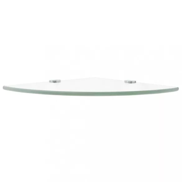 2 db átlátszó üveg sarokpolc krómtartóval 25 x 25 cm