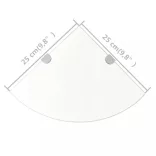 2 db átlátszó üveg sarokpolc krómtartóval 25 x 25 cm