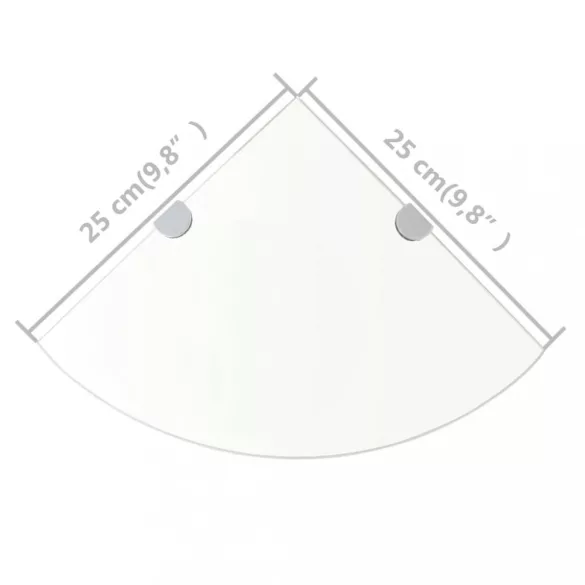 2 db átlátszó üveg sarokpolc krómtartóval 25 x 25 cm