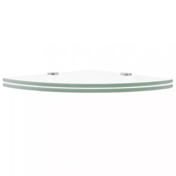 2 db átlátszó üveg sarokpolc krómtartóval 35 x 35 cm